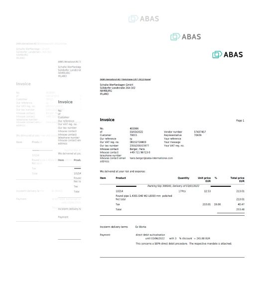 Software ERP - Interfaccia fatturazione elettronica - abas ERP