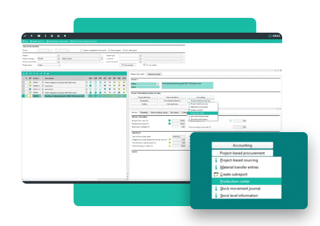 Software ERP - Interfaccia Gestione Progetto - abas ERP