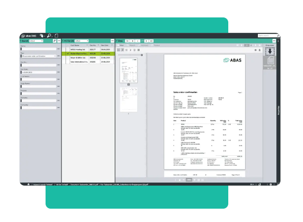 Software ERP - Interfaccia gestione documenti - abas ERP