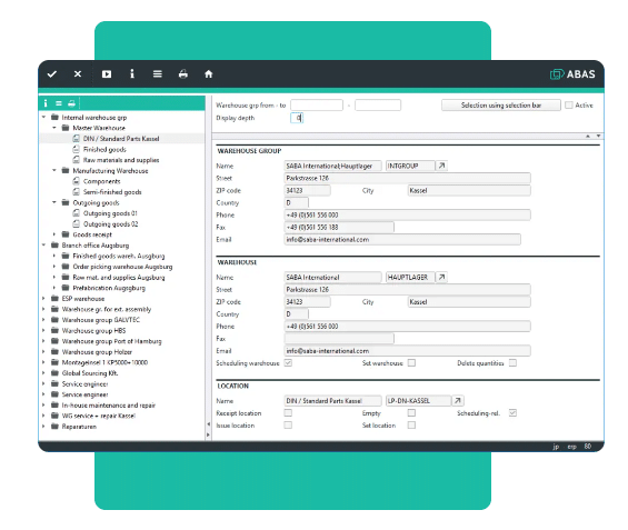 Software ERP - Interfaccia Magazzino - abas ERP